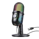 NSUQOA JSEIAJB RGB Microphone for PC Computer Recording Streaming Games Singing Condenser Mic Mute Noise Reduction