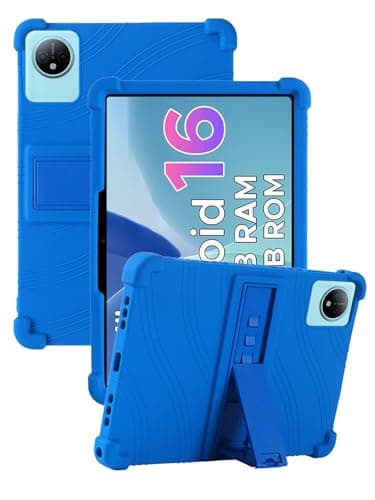 Case for POCKAM P11 Android 16 Tablet 11 Inch, FJIASTB Soft Silicone Kids Friendly Protective Cover with Adjustable Stand, Drop-Proof (Blue)