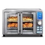 Air Fryer French Door Toaster Oven - 6-Slice Capacity, LED Display, 14 Presets, Stainless Steel - Adjustable Temperature Range From 90°F To 450°F