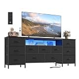 SONGMICS BELLAH Collection - TV Stand for TVs Up to 70 Inches, Dresser for Bedroom, Living Room, Chest of Drawers, Steel, 11 Drawers and Shelf, Modern, Ink Black ULGS043B101S