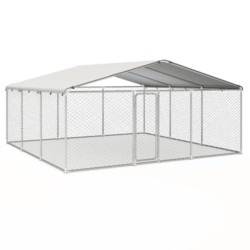 Docagt 15'x15' Large Outdoor Dog Kennel, Heavy Duty Dog Enclosure with Roof, Weather Resistant Cover and Security Lock(183"x183")