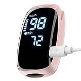 Rechargeable Pulse Oximeter with Accurate Fast Oximetry SpO2 Reading for Outdoor Sports & Home Use (Pink)