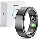 Hertz P1 Smart Ring for Women & Men - (Size 12) 24/7 Health Metrics Fitness Ring, Tracks 20+ Biometrics, 6 Day Battery Life, Waterproof Stainless Steel, Free APP for iOS Android, No Subscription