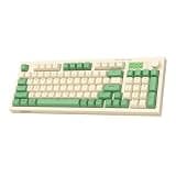 wegear Pastel Wireless Keyboard, Mechanical Typing Membrane Gaming Keyboard with Media Knob, Tri-Mode Bluetooth/2.4GHz/USB-C Wired, Backlit, 94 Keys, Cute Creamy Keyboard for PC, Mac- Green