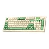 wegear Pastel Wireless Keyboard, Mechanical Typing Membrane Gaming Keyboard with Media Knob, Tri-Mode Bluetooth/2.4GHz/USB-C Wired, Backlit, 94 Keys, Cute Creamy Keyboard for PC, Mac- Green