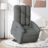 HBFDSFG Electric Stand Up Massage Recliner Chair for Elderly with Power Lift, Vibration Massage, 6 Points, 135 Degree Recline, Dark Gray Fabric
