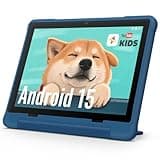 UEMXDOX Kids Tablet, 2026 Android 15 Tablet for Kids Age 3+, 8GB+64GB, Expandable to 512GB, 10" Touch Screen with Case, WiFi 6, BT5, Pre-Installed Parental Controls, Kids Space, Family Link (Blue)