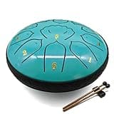 Rain Drum for Outside Garden, MIUYA 6 Inch 11 Notes Steel Tongue Drum for Adults, Beginner Percussion Instrument for Meditation Yoga, Macaron Mint