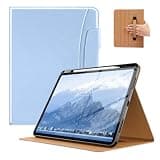 MoKo Case for iPad Air 13-inch (M4) 2026 / (M3) 2025 / (M2) 2024 with Pencil Holder & Hand Strap & Pocket, Premium Leather Folio Stand Cover, Multiple Viewing Angles, Sky Blue