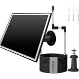 6W Solar Panel Charger for Security Camera with 22% Efficiency, IP65 Waterproof, Dual DC3.5 Type-C Ports, 3m-Cable, for Outdoor Power Supply for Ring Monitor(6W - Black - DC3.5)