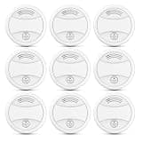 Battery Powered Detector Household Indoor Safety Monitor Battery Operated with Test Mute & Low Power Indicator Light (9PC)