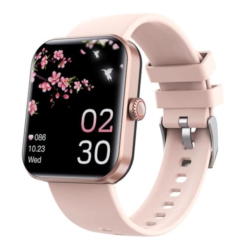 SHBQRS Smart Wristband with Heart Rate and Blood Pressure Monitors, Stainless Steel Strap, Capable of Making Phone Calls (Rose Gold)
