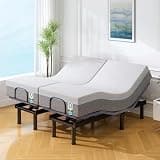 Vipbear Split King Adjustable Bed Massage with 12" Memory Foam Mattress Dual Head & Foot Lift Electric Bed Frame with Wireless Remote | 0 Gravity | Anti-Snore | Under Bed LED | USB Ports