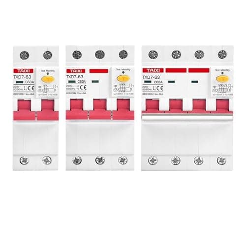 VISKEE Three Phase RCD 3P 4P Circuit Breaker Leakage Protector 15mA 30mA RCBO 20A 25A 40A 80amp 230 400V Volt Automatic Trip Narrow (Size : 3P, Color : 63A 30MA)