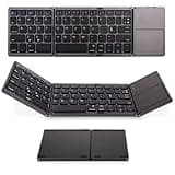 Foldable Bluetooth Keyborad with Touchpad,Small Tri-Folding Travel Mini Compact Wireless Portable Keyboard for PC Laptop iPad Tablets Smartphone Universal Android Windows iOS, Sync Up to 3 Devices