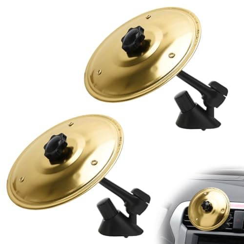 Pack of 2 Car Vehicles Interior Decoration Car Crash Cymbal, Car Crash Cymbal Ventilation Slot, Mini Drum Cymbal for Car, Musical Instruments Ornaments for All Types of Vehicles (Gold)