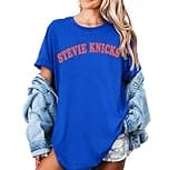Stevie Knicks Shirt, Knickelback Shirt, Viral Vintage Basketball Tee, NYC Graphic Shirt (US, Alpha, Medium, Royal Blue)