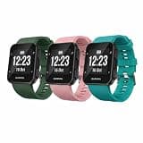 Silicone Band Compatible with Garmin Forerunner 35, Soft Adjustable Breathable Sport Replacement Watch Strap for Women Men (Army Green+Pink+Lake Blue)