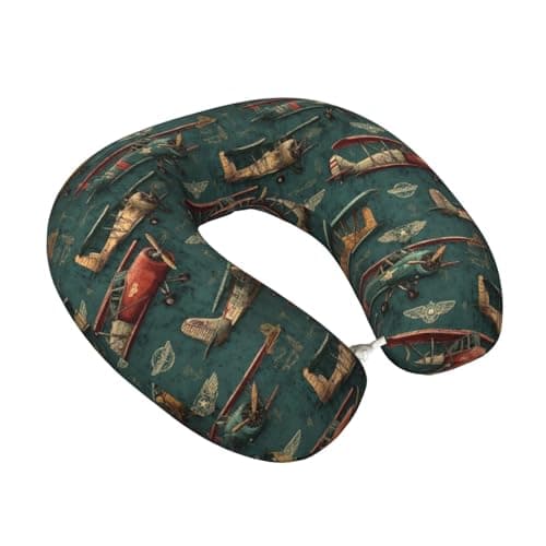 Fuzquwu Airplanes and Aviation Signs (1) Pattern Neck Pillow for Traveling Airplane,Pure Memory Foam U-Shaped Neck Pillows for Flight Headrest Sleep
