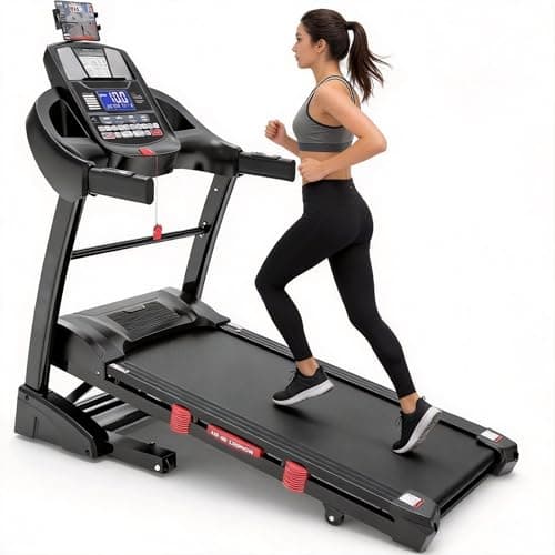 4.75HP Folding Treadmill w/h 300lb Capacity, Treadmill for Home, 15% Auto Incline, APP Connectivity, Shock Absorption, Bluetooth Speakers, 71 Preset Programs for Running, Jogging, and Walking