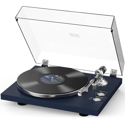 Vinyl Record Player Turntables with Wireless Output Connectivity Vinyls Players Belt-Drive 33 45 RPM Speed Phono Line USB Digital to PC Recording MM Cartridge AT-3600L Classic New Sleek Dark Blue