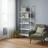 HomeRoots 489806 72 x 23.75 x 12 in. White Metal Five-Tier Bookcase