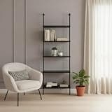HomeRoots 489801 72 x 23.75 x 12 in. Black Metal Five-Tier Bookcase