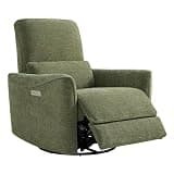 CHITA Power Recliner Chair Swivel Glider, FSC Certified Upholstered Living Room Nursery Reclining Sofa Chair with Lumbar Support, Green