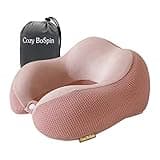Cozy BoSpin Travel Pillow - Neck Pillow for Traveling, Memory Foam Portable Support Pillow,Comfortable and Lightweight Quick Pack for Camping,Sleeping Rest Cushio (Pink)