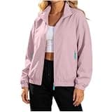 xiaoleilemon Women's Zip Up Jacket Casual Long Sleeve Lightweight Coat Solid Workout Outfits Spring Fall Winter Clothes