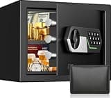 1.2 Cuft Small Fire Safe Box for Home, Digital Security Home Safes Fireproof Waterproof with Fireproof Bag, Combination Lock and Alarm System, Fire Proof Safety Box Document Safe for Money Valuables