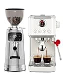 Tuni E2 Gen3 Espresso Machine with G3 100 Grinding Settings Flat Burr Coffee Grinder (Silver) Combo Set