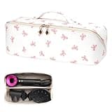 Linpr Travel Storage Bag for Dyson Airwrap & Shark Flexstyle, Portable Handheld Travel Case, Double Compartments Organizer with Large Opening, Waterproof Hair Dryer Carrying Case (Pink Bow)