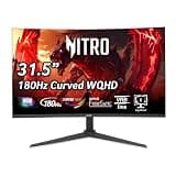 acer Nitro 31.5 Inch WQHD 2560 x 1440 1500R Curved PC Gaming Monitor | AMD FreeSync | Up to 180Hz Refresh | 1ms VRB | Speakers | One Display Port 1.4 & Two HDMI 2.0 | XZ320QU S3bmiiphx