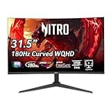 acer Nitro 31.5 Inch WQHD 2560 x 1440 1500R Curved PC Gaming Monitor | AMD FreeSync | Up to 180Hz Refresh | 1ms VRB | Speakers | One Display Port 1.4 & Two HDMI 2.0 | XZ320QU S3bmiiphx