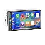Double Din Car Stereo 7 Inch Wireless Apple Carplay Android Auto, HD QLED Touchscreen Car Radio, Bluetooth 6.0, 240W 4-Channel RCA, High Power, 2 Subwoofer Ports, AM/FM, SWC, Backup Camera(Blue)