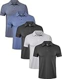 TELALEO 5 Pack Mens Polo Shirts Quick Dry Short Sleeve Golf T Shirt Performance Moisture Wicking Casual Workout L/02