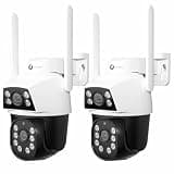 xmartO 2 PCs WiFi6 Dual-Lens Security Camera, 2-in-1 Home Camera with 180° Static FOV & 360°PTZ AI Tracking, 5G/2.4G Dual Band, 24/7 Plug-in, No Monthly Fee