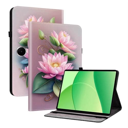 Tablet Case for OP PO Pad SE 11.0 inch Dual Angle Stand Built-in Pencil Holder Painted Pattern - Lotus
