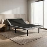Secsofier Full Adjustable Bed Base with Head & Foot Adjustments, Dual Motor, Wireless Remote, Upholstered Frame, Tool-Free Assembly, Black & Grey