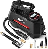 AstroAI AIRUN H Tire Inflator Portable Air Compressor Air Pump for Car Tires - Car Accessories, 9.8Ft Cord-12V DC-Powered Auto Pump with Digital Pressure Gauge, LED Light for Bicycle, Balloons, Red
