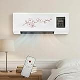 2 in 1 Wall Mounted Heater and Fan, 1800W PTC Ceramic Space Warmer with Remote, Quiet Ductless Cooling Unit for Bedroom Garage RV, Energy Efficient Smart Timer No Exhaust Needed