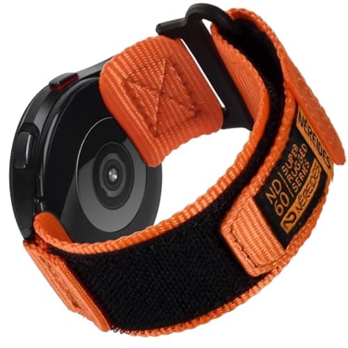 Nereides Band Compatible with Samsung Galaxy Watch 7 6 5 4 40mm 44mm/Watch 6 4 Classic/Galaxy Watch 5 Pro/Galaxy Watch 3/Classic 41mm/Active 2, 20mm Nylon Sports Strap for Men Women(Orange,L)