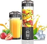 Portable Blender, 360 Watt Personal Blenders with Pulse Mode, Shakes and Smoothies, 6000mAh, BPA Free 24 Oz Blender Cup with 6 Blades and Lid, USB-C, Self Cleaning Portable Juicer For Travel, Black