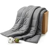 Smart Queen Cooling Weighted Blanket for Adults 15 lbs, 48"x72" Twin Size Heavy Blanket for Sleeping, Soft Breathable Cotton with Glass Beads, Machine Washable, Grey (Fits 120-160 lbs)