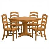 Keystone Amish Co. Poly Composite Josie 5-Piece Dining Set with Square Table, with Arms, Cedar