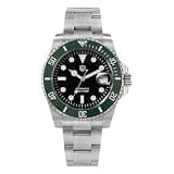 watchdives Automatic Watch for Men - WD5512B ST2130 Sub Diver Watch 40mm Sapphire Crystal Wristwatch 200m Waterproof Watches Unidirectional Ceramic Bezel Super Luminous Black Dial Green Bezel