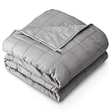Bare Home Weighted Blanket All-Natural 100% Cotton with Nontoxic Glass Beads 48"x72" 15lbs, Light Grey