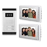 AMOCAM 2 Units Apartment Video Intercom System, 7 Inch Monitor Wired Video Doorbell Door Phone Kits, Indoor Outdoor IR Camera, Monitoring, Unlock, 2 Way Intercom for Home Apartment