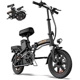 URLIFE Folding Electric Bike for Adults, 14" Portable Commuter ebikes, 20-40 Mile Long Range, 500W Peak Motor, 20MPH, UL 2849 Mini Bikes for Teens (Matte Black)